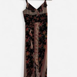 Kensie Black and Pink Floral Maxi Dress